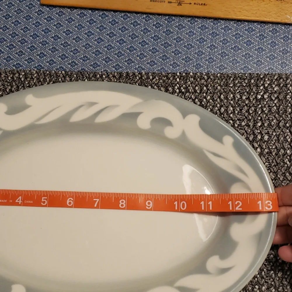 Syracuse China Large Oval Grey Serving Plate